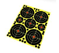 ANCLLO 10 Pack Multi Size 4inch 3inch 2inch Bullseye Cible de tir réactive - Les Coups éclatent Jaune Fluorescent Brillant Lors de l'impact