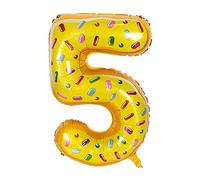 ANCLLO 32 pouces beignets ballons anniversaire feuille ballon décorations de fête fournitures hélium Mylar ballons numériques-beignets (Numéro 5)