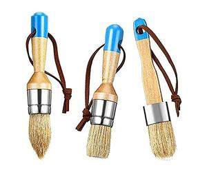 ANCLLO 3Pcs réutilisable Pinceaux à Cire pour Peinture à la Craie - pour Aquarelle et Acrylique- Poils purs- Fait à la Main- Kit Complet de pinceaux Ronds-Peinture à la Craie-Décoration d'intérieur