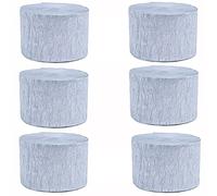 ANCLLO 6 Rouleaux 4,5 cm x 25 m banderoles de fête en Papier crépon, décorations suspendues de Toile de Fond de banderoles pour Les décorations de Mariage et de Festival (Argent)