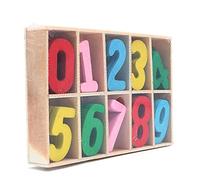 ANCLLO Assortiment de chiffres de 0 à 9 en bois aux couleurs de l'arc-en-ciel pour l'apprentissage précoce avec boîte de rangement- Puzzle en Bois - Chiffres 0-9 - 10 Pièces