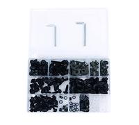 ANCLLO Kit complet de 223 boulons de carénage de moto avec fixations et matériel Noir