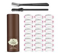 ANCLLO Kit de pochoirs de Tampon à Sourcils Kit de Mise en Forme de tampons à Sourcils Outils de Maquillage avec 24 pochoirs Brosse à Sourcils et Tondeuse (Marron foncé)