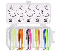 ANCLLO Leurres de pêche appâts Kit de pêche comprenant leurres souples hameçons à vis sans fin poids pivotants Snaps accessoires de pêche pour eau douce ou eau salée