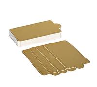 ANCLLO Lot de 100 mini assiettes carrées en carton doré , Mousse Cupcake Base de Gâteau, pour gâteaux et desserts, résistantes à la graisse et au congélateur