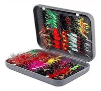 ANCLLO Lot de 100 Mouches de Pêche - Leurres Secs et Humides Avec Boîte Étanche pour la Truite