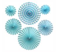 ANCLLO Lot de 12 éventails en papier à suspendre pour fête d'anniversaire, mariage, obtention de diplôme, événements, bleu
