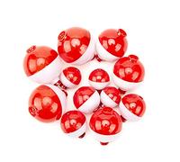 ANCLLO Lot de 12 flotteurs de pêche à bouton-poussoir - Rouge et blanc