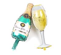 ANCLLO Lot de 2 ballons à hydrogène en film d'aluminium pour bouteille de champagne et gobelet pour décoration de fête
