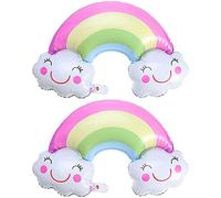 ANCLLO Lot de 2 ballons d'anniversaire en film d'aluminium Mylar arc-en-ciel en forme de nuage pour fête d'anniversaire