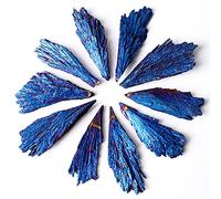 ANCLLO Lot de 2 cristaux de tourmaline bleue naturelle galvanisés pour décoration et bricolage