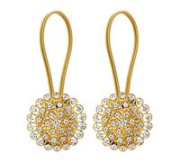 ANCLLO Lot de 2 embrasses magnétiques en cristal pour rideaux - Clips en forme de fleurs et de diamants avec corde extensible - Décoration de maison ou de bureau - Gypsophile dorée