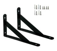 ANCLLO Lot de 2 équerres d'étagère robustes en métal à angle droit avec vis d'installation Noir