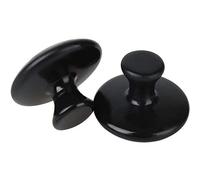 ANCLLO Lot de 2 pierres chaudes en forme de champignon - Pierres chaudes naturelles - Outils pour le corps et le visage - Pour massage essentiel - Spa - Thérapie de massage - Noir