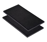 ANCLLO Lot de 2 tapis de bar noirs en caoutchouc épais - 30 x 15 cm - Antidérapants, non toxiques - Pour comptoir de café, bar, cuisine