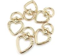 ANCLLO Lot de 20 boucles pivotantes en alliage de zinc de 1,9 cm de largeur extérieure en forme de cœur pour porte-clés, crochets pour porte-clés, boucles brillantes, pivotantes (doré)