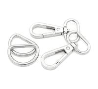 ANCLLO Lot de 20 fermoirs mousquetons pivotants ovales de 1,9 cm de diamètre intérieur pour sangle, pousser, mousqueton, crochets pivotants (argent)