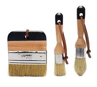 ANCLLO Lot de 3 pinceaux de peinture à la craie et à la cire, pinceaux à poils pour meubles en bois, décoration d'intérieur, y compris pinceaux ronds et plats à la craie