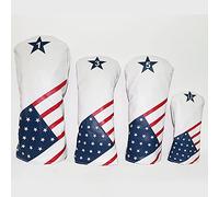 ANCLLO Lot de 4 couvre-chefs en cuir PU de style vintage de golf premium 1 3 5 U Driver Fairway et couvre-tête hybrides pour pilotes 460cc Look classique