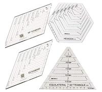 ANCLLO Lot de 4 règles de matelassage, avec triangle de 60 degrés et diamant, diamant à 45 degrés, modèles hexagonaux, règle transparente pour patchwork, couture, loisirs créatifs, outils de bricolage