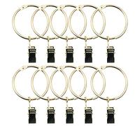 ANCLLO Lot de 40 anneaux de rideaux en acier inoxydable mat avec clips - 3,8 cm - Doré