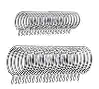 ANCLLO Lot de 40 anneaux de suspension en métal pour tringle à voile (diamètre intérieur de 45 mm) - Argenté