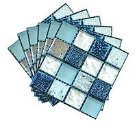 ANCLLO Lot de 40 autocollants en PVC pour transfert de voiture - Étanche - Pour salle de bain - 10 x 10 cm - Bleu