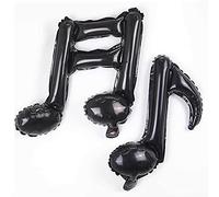 ANCLLO Lot de 6 ballons noirs en forme de note de musique en aluminium pour décorations de fête, Nouvel An, décorations de fête (16e 8e notes)