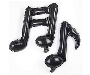 ANCLLO Lot de 6 ballons noirs en forme de note de musique en aluminium pour décorations de fête, Nouvel An, décorations de fête (16e 8e notes)