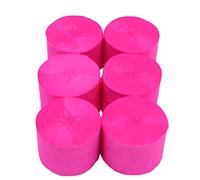 ANCLLO Lot de 6 rouleaux de papier crépon à suspendre pour décoration de fête d'anniversaire, mariage et festival Rouge rose 4,5 cm x 25 m