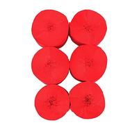 ANCLLO Lot de 6 rouleaux de papier crépon à suspendre pour décoration de fête d'anniversaire, mariage et festival Rouge 4,5 cm x 25 m