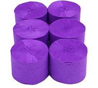 ANCLLO Lot de 6 rouleaux de papier crépon à suspendre pour décoration de fête d'anniversaire, mariage et festival Violet 4,5 cm x 25 m