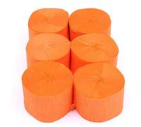 ANCLLO Lot de 6 rouleaux de papier crépon à suspendre pour décoration de fête d'anniversaire, mariage et festival Orange 4,5 cm x 25 m