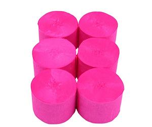 ANCLLO Lot de 6 rouleaux de papier crépon à suspendre pour décoration de fête d'anniversaire, mariage et festival Rouge rose 4,5 cm x 25 m