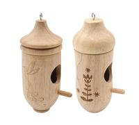 ANCLLO Maison à Colibri 2 pièces, Nid en Bois avec Ficelle pour Maison à Oiseaux Suspendue à l'extérieur, décoration de fenêtre de Jardin