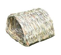 ANCLLO Maison tunnel en herbe tissée pour hamster, cochon d'Inde, base secrète pour le dressage de lapins nains, dragons barbu et autres animaux de poche
