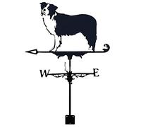 ANCNA Girouette en métal Border Collie Chien ? Ornement Girouette en Fer Girouette Indicateur de Direction du Vent Outils de Mesure de Jardin avec Support de Montage Résistant à la Corrosion