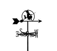 ANCNA-U Girouette de sorcière en métal en acier inoxydable pour jardin, extérieur, toit, indicateur de direction pour ferme, cour, tonnelle, noir, sorcière