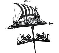 ANCNA-U Viking Battleship Métal Girouette Vintage Pirate Ship Girouette Indicateur de Direction du Vent pour la décoration extérieure de Toit de Jardin Paddock