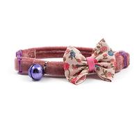 Ancol Collier de sécurité Vintage pour Chat en Velours avec nœud Amovible et Boucle détachable - Clochette d'avertissement Incluse - Rose