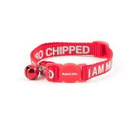 Ancol Collier pour Chat « I Am Microchipped» avec Boucle de sécurité, Rouge