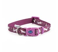 Ancol Collier pour Chien Tendance Violet en Nylon réglable pour Chiots et Animaux de Compagnie - Design élégant de Patte et d'os avec Fermeture à Bouton-Pression - Résistant aux intempéries et