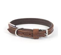 Ancol Collier pour Chien Vintage réglable en Cuir rembourré Marron - Fait à la Main en Cuir Pleine Fleur Confortable Accessoire de Dressage pour Animal Domestique - Taille 9 59-68 cm