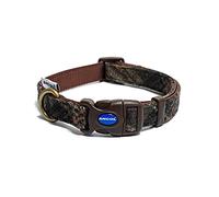 Ancol Country Check Collier réglable pour Chien et Chiot Base en Nylon Marron avec Tissu inspiré du Pays Fermeture à Boucle Pression Taille L 45-70 cm
