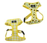 Ancol Harnais réversible à Carreaux Jaune Tournesol pour Chien, Doux, Respirant, Ajustement sûr, réglable, contrôle Facile pour Animal de Compagnie, Chiot, Course à Pied, Promenade - Taille L