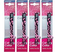 Ancol Lot de 4 - en velours imprimé léopard collier pour chat - Rose
