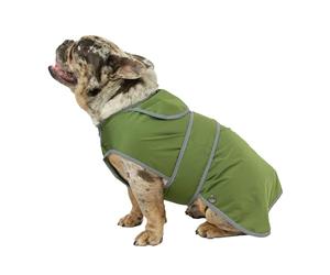 Ancol Stormguard Manteau pour Chien en Softshell Kaki - Veste de Pluie imperméable avec Trou de Harnais zippé - Bordure réfléchissante - Taille S