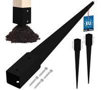 Ancrage au sol pour poteau en acier KOTARBAU® pour pergolas et tonnelles, 61 x 61 x 750 mm, noir, lot de 2