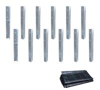 Set SolidLock WICKEY - Ancrages d'angle galvanisés + toile anti-mauvaises herbes -pour une garantie de 10 ans sur Wickey* -lot de 12