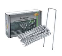 Ancrage métallique argenté 15 x 3 cm - 100 pièces - Ancrage pour gazon artificiel et non-tissé - Set d'ancrage en acier Ancrage de sol Clous de terre Tente Jardin Piquets